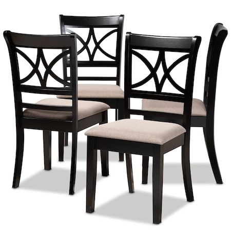 Baxton Studio Clarke Sand Upholstered and Espresso Wood 4-Piece Dining Chair Set 166-10760